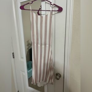 Lulus Pink Striped Mini dress with open back!